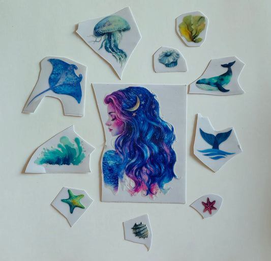 (62) Mermaid side profile & Ocean